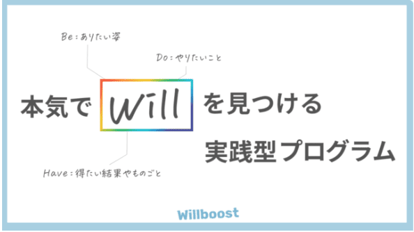 【11月下旬-開催】本気でWillを見つける実践型キャリアプログラムWillboost(1名限定無料枠)【締切11/17(日)】