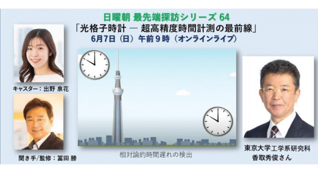 【6/7(日)開催】日曜朝最先端探訪シリーズ[300億年に１秒しか狂わない、究極の時計を開発した日本人]